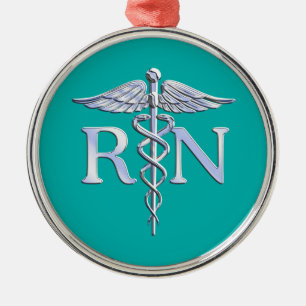 Eingetragene Krankenschwester RN Stilvolles Caduce Ornament Aus Metall