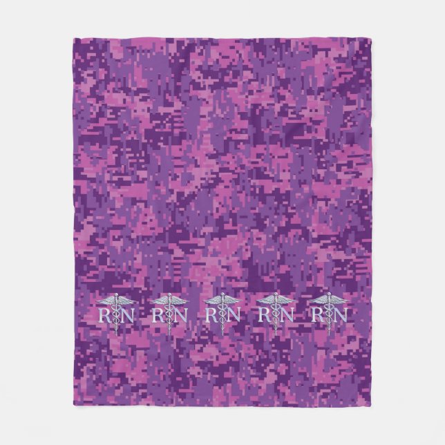 Eingetragene Krankenschwester Silver Caduceus Pink Fleecedecke (Vorderseite)