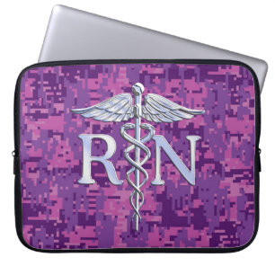 Eingetragene Krankenschwester Silver Caduceus Pink Laptopschutzhülle