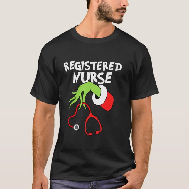 Eingetragene Krankenschwester Stethoscope Weihnach T-Shirt (Vorderseite)