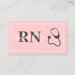 Eingetragenes Nurse RN Blush Pink Stethoscope Visitenkarte