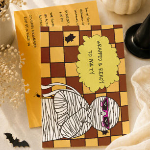 Eingewickelt & Fertig zur Party Süße Mumie Hallowe Einladung