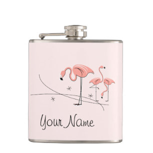 Eingewickelte Flasche des Flamingo-rosa Trios 3 Flachmann