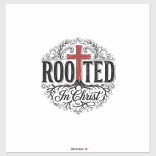 Eingewurzelt in Christus Vintage christliches Kreu Aufkleber
