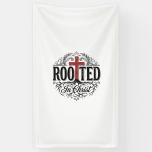 Eingewurzelt in Christus Vintage christliches Kreu Banner