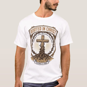 Eingewurzelt in Christus Vintage Gravur Christlich T-Shirt