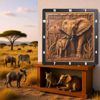 Eingravierter Elefant Mutter Baby im Staub