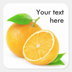 einhalb orange quadratischer aufkleber