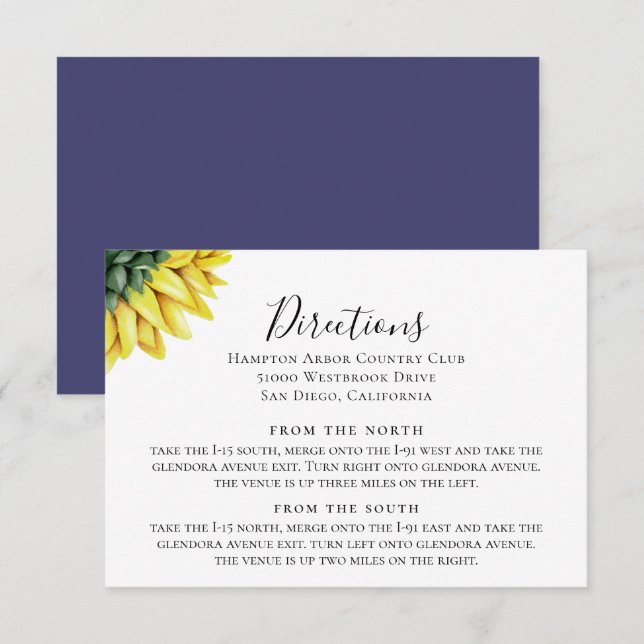 Einhängekarte für rustikale Sonnenblumenrichtung Einladung (Vorne/Hinten)