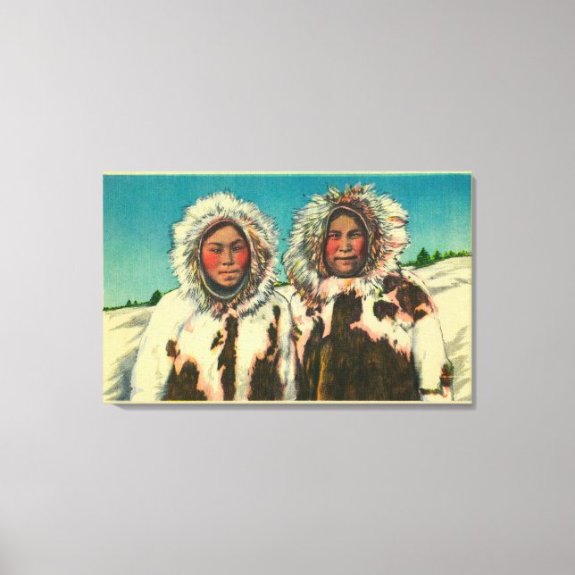 Einheimische Eskimo Girls in AlaskaState Leinwanddruck (Vorderseite)