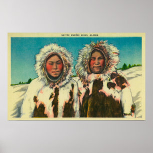 Einheimische Eskimo Girls in AlaskaState Poster