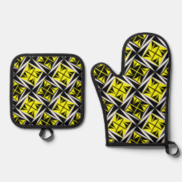 Einheimische Heilige Winde in Gelb Ofenhandschuh & Topflappen-Set