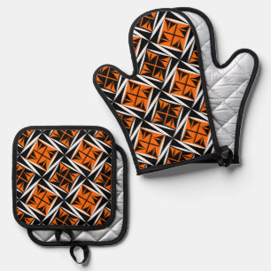 Einheimische Heilige Winde in Orange Ofenhandschuh & Topflappen-Set