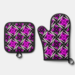 Einheimische Heilige Winde in Rosa Ofenhandschuh & Topflappen-Set