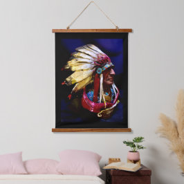 Einheimische "Hunkpapa-Häuptling" Originalkunst Wandteppich Mit Holzrahmen