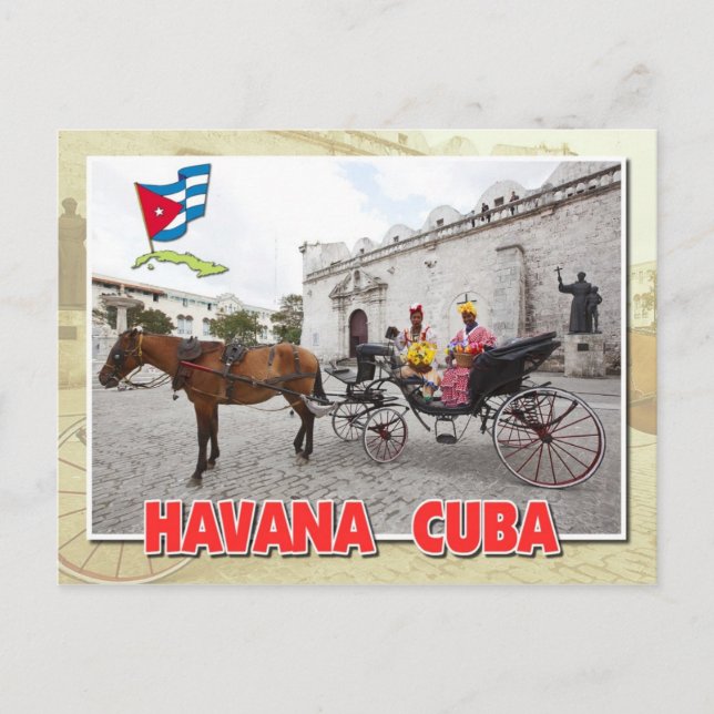 Einheimische in Kutschgewächse, Havanna, Kuba Postkarte (Vorderseite)