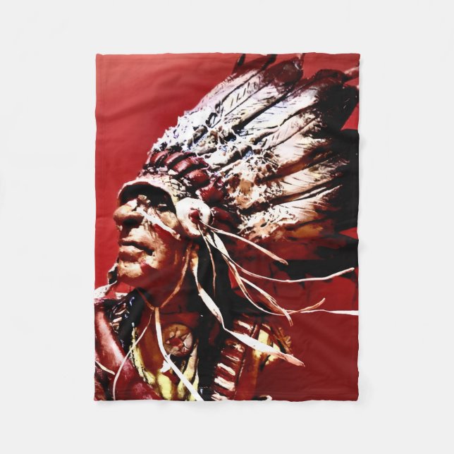 Einheimische "Nez Perce Chief" Originalkunst  Fleecedecke (Vorderseite)