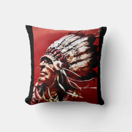 Einheimische "Nez Perce Häuptling" Originalkunst  Kissen