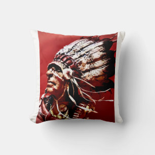 Einheimische "Nez Perce Häuptling" Originalkunst Kissen