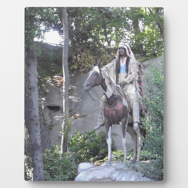 Einheimischer Amerikanische Ureinwohner mit Pferd Fotoplatte (Vorderseite)