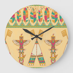 Einheimischer amerikanischer indigener ornamentale große wanduhr