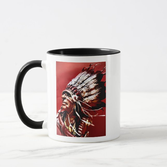 Einheimischer "Nez Perce Häuptling" Original Kunst Tasse (Links)