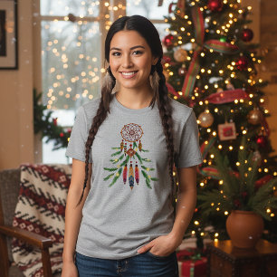 Einheimischer Weihnachtsbaum Traumfänger Feder T-Shirt