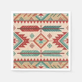 Einheimisches Südwestliches Boho-Stammesfedermuste Serviette