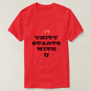 EINHEIT BEGINNT MIT DIR (orange zu rosa Feuer-Symb T-Shirt