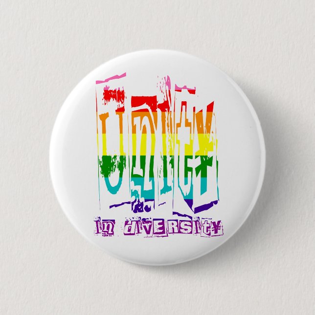 Einheit im Diversity LGBT Rainbow Gay Pride Button (Vorderseite)