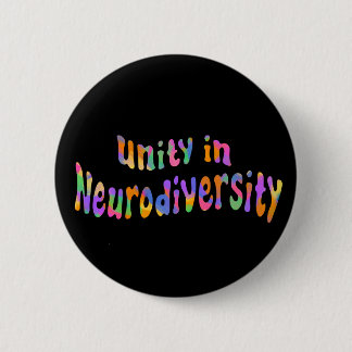 Einheit in der Neurodivergenz Rainbow-Typografie B Button