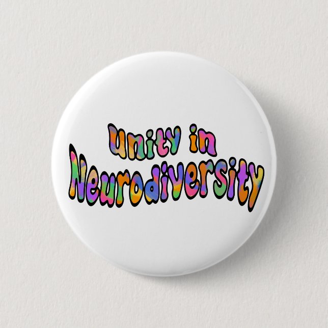 Einheit in der Neuroversity Rainbow-Typografie Button (Vorderseite)