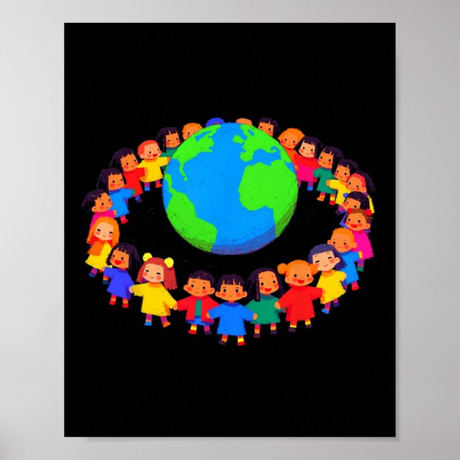 Einheit in der Welt - Kinder, die Handschuhe halte Poster (Vorne)