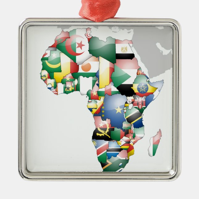 Einheit in Diversity: Afrikas Flaggen-Sammlung Silbernes Ornament (Vorne)