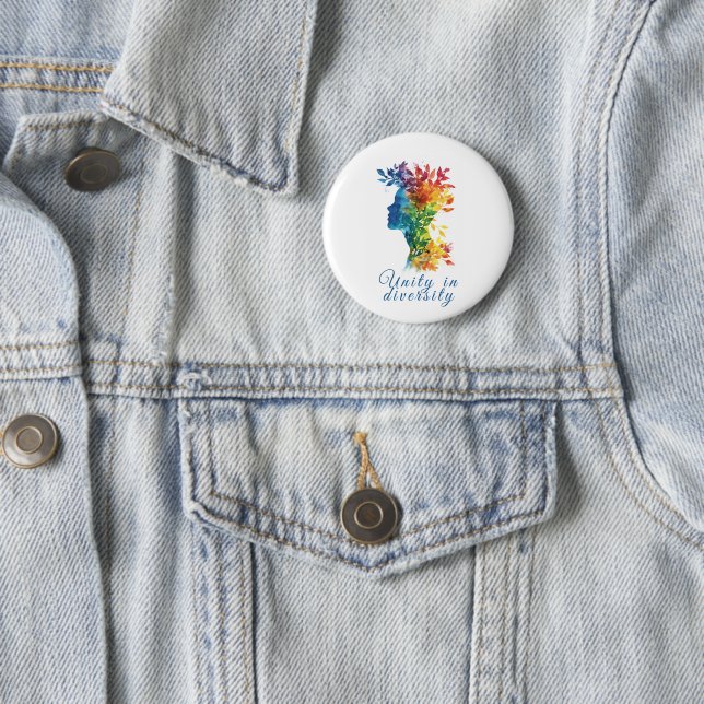 Einheit in Diversity I Rainbow: farbige Illustrati Button (Beispiel)