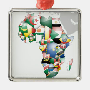 Einheit in Vielfalt: Afrikas Flaggen-Sammlung Silbernes Ornament