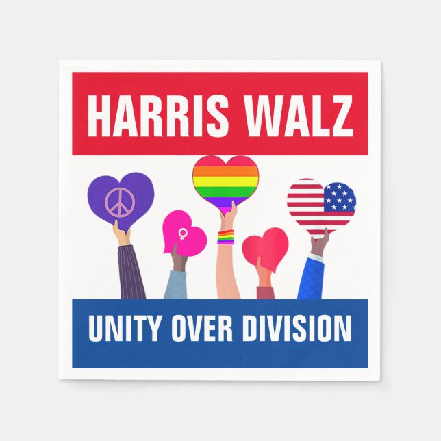 Einheit über Division Harris Walz Tim Walz Red Blu Serviette (Vorderseite)