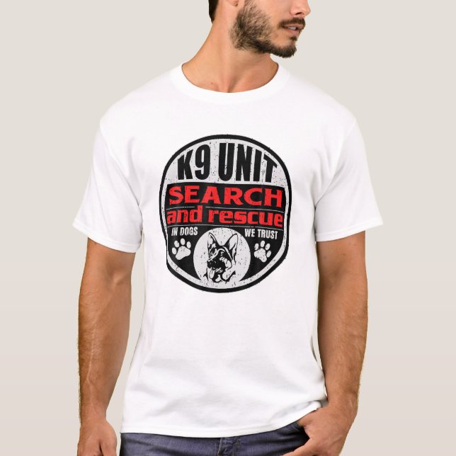 Einheitensuche und -rettung bei Hunden, auf die wi T-Shirt (Vorderseite)