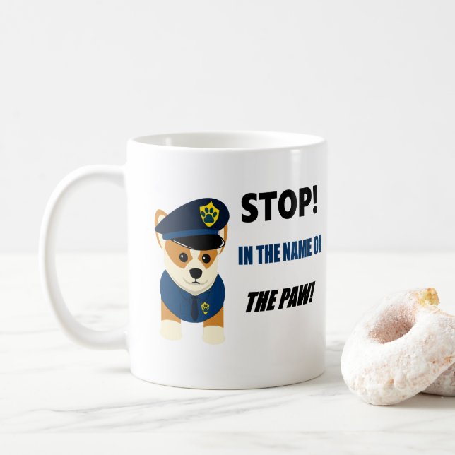 Einheits-niedliche Polizei-Tasse des Corgi-K9 Tasse (Mit Donut)