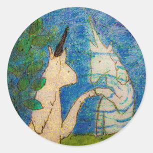 Einhorchen Blick auf den See Runder Aufkleber