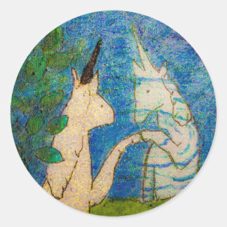 Einhorchen Blick auf den See Runder Aufkleber