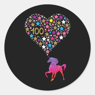 Einhorn 100 Tage der Schule Niedlich Happy Gift Ou Runder Aufkleber