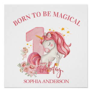 Einhorn 1. Geburtstag Rosa Kleines Mädchen Poster