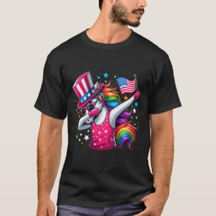 Einhorn 4. Juli Onkel Sam Mädchen Amerikanische Fl T-Shirt