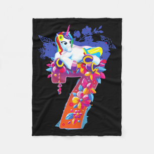 Einhorn 7 Jahre altes Mädchen Geburtstags-Shirt gl Fleecedecke
