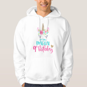 Einhorn 9. Geburtstagsfeier Mädchen 9 Jahre alt Hoodie
