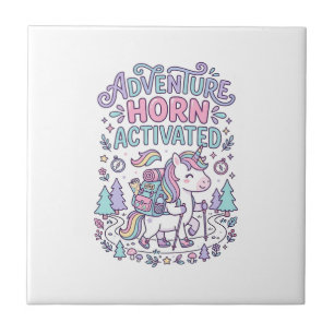 Einhorn-Abenteuer-Horn aktiviert süße Pastell-Graf Fliese
