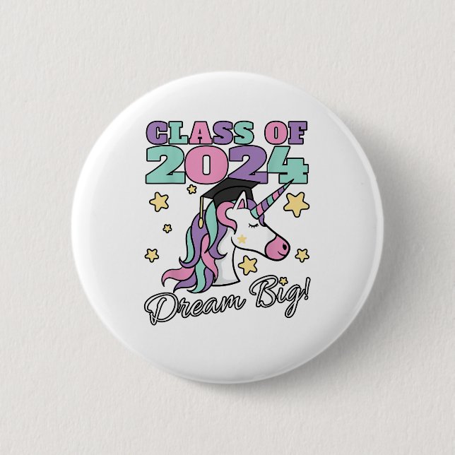 Einhorn-Abschlussmütze für Mädchen, Abschlussjahrg Button (Vorderseite)