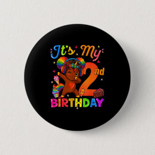 Einhorn Afro 2. Geburtstag Mädchen Natürliches Haa Button