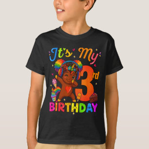 Einhorn Afro 3. Geburtstag Mädchen Natürliches Haa T-Shirt